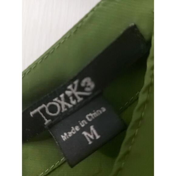 Toxik3 Sleeveless Green Utility Zip Up Jumpsuit M Boho Vacation Festival Fall - Picture 10 of 11